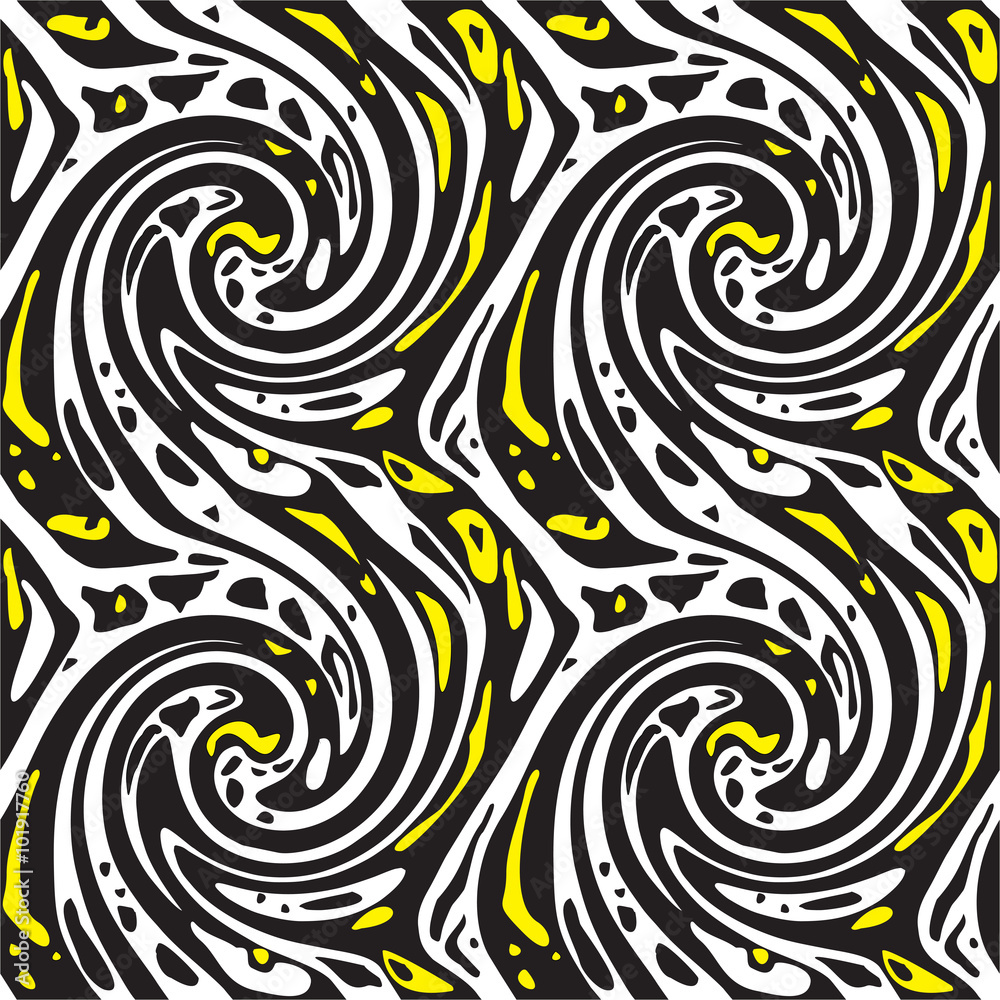 Бесшовная абстрактная текстура с контрастными по цвету пятнами, закрученными по спирали