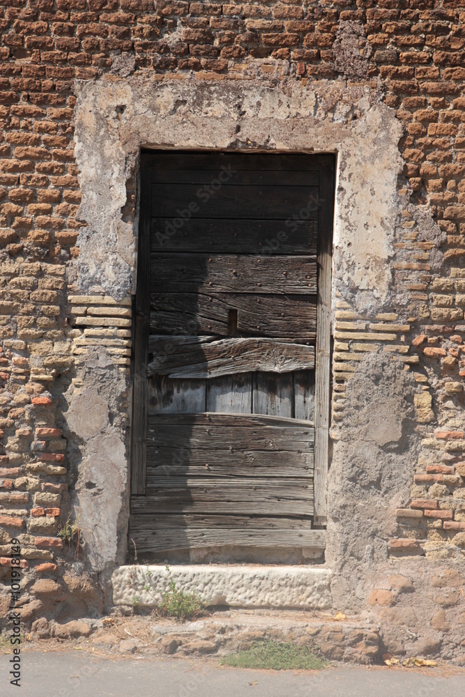 Ancient wood door. Rome, Italy
