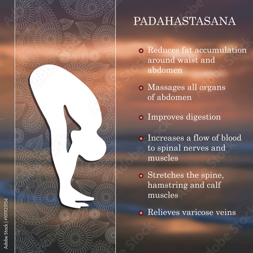 Yoga pose infographics, benefits of practice