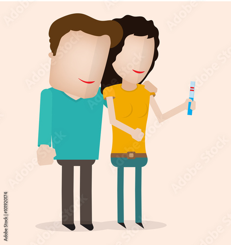 Couple Looking At A Positive Pregnancy Test first trimester pregnant 