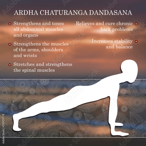 Yoga pose infographics, benefits of practice