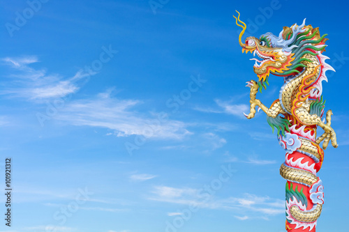 Sky with Chinese style statue dragon.