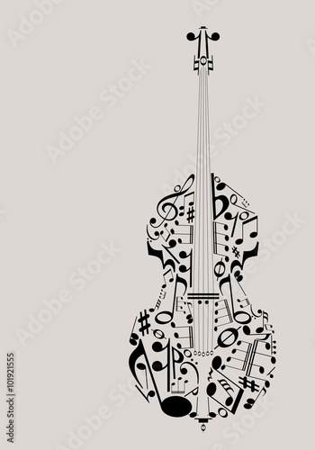 Music contrabass concept made with musical symbols