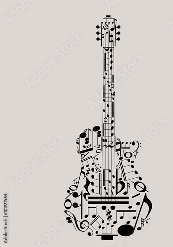 Plakat Koncepcja gitara muzyka z symboli muzycznych