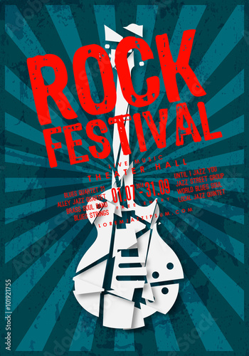 Vector Rock music festival poster template. Text rotated 10 deg.