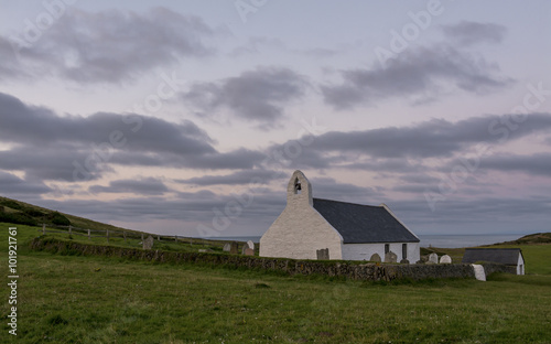 Welsh chapel, located in Mwnt, on Cardigan coast, on a summers evening