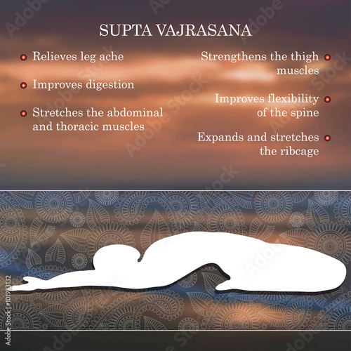 Yoga pose infographics, benefits of practice