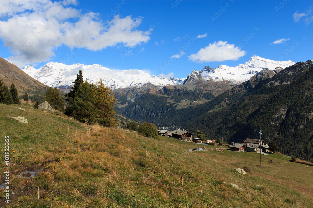 Gruppo del Monte Rosa dalla valle d'Ayas (Valle d'Aosta)