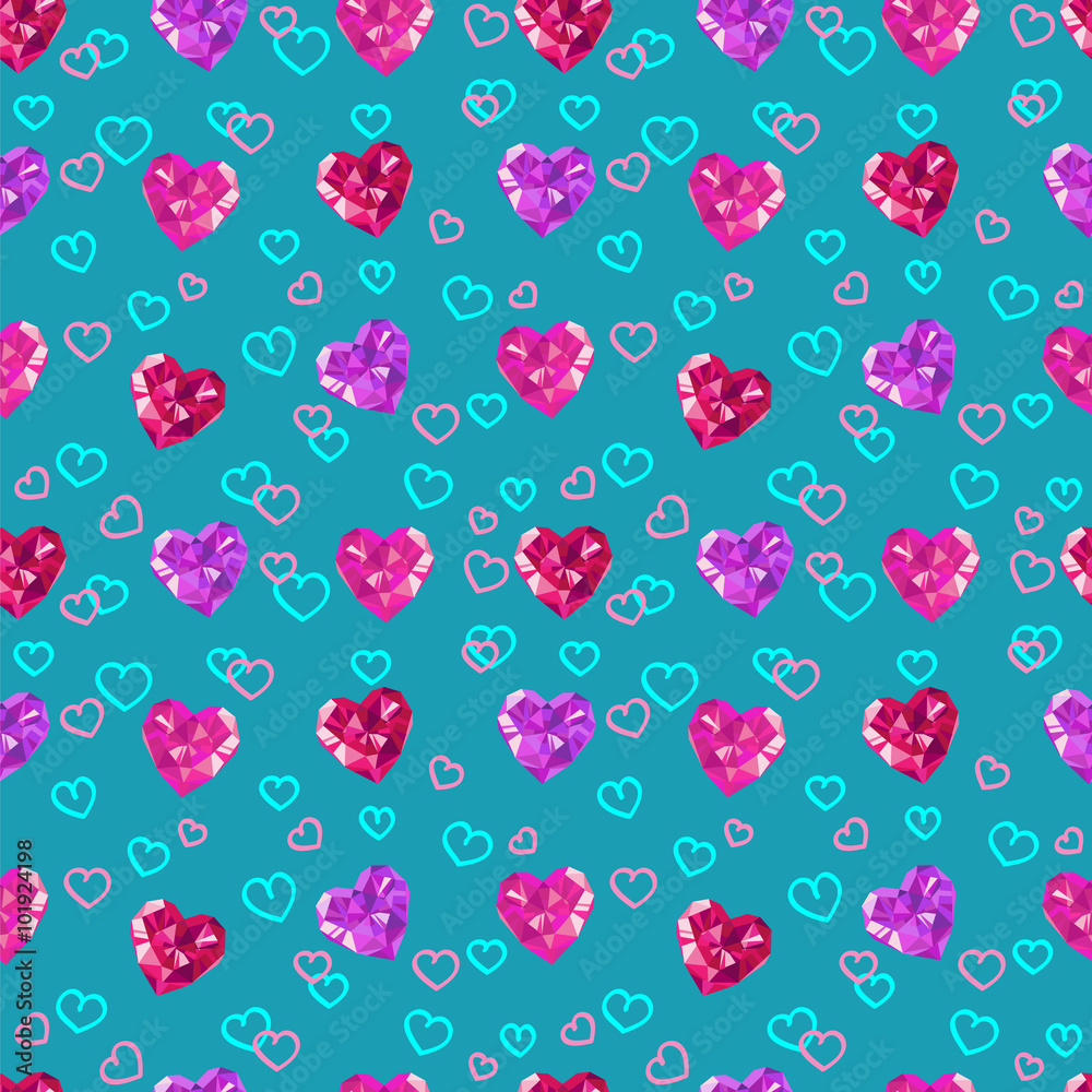 Crystal hearts valentine's pattern