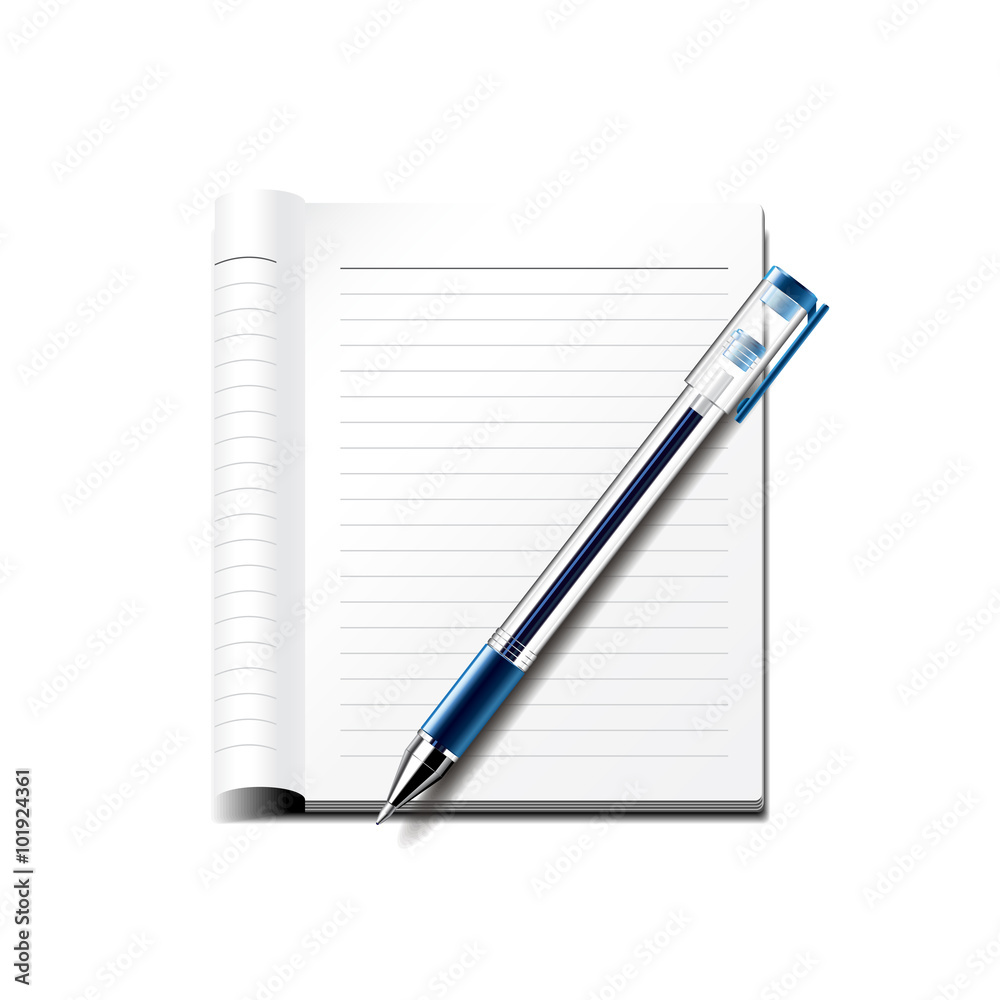 Pen and notebook isolated on white vector Pen and notebook isolated on white vector