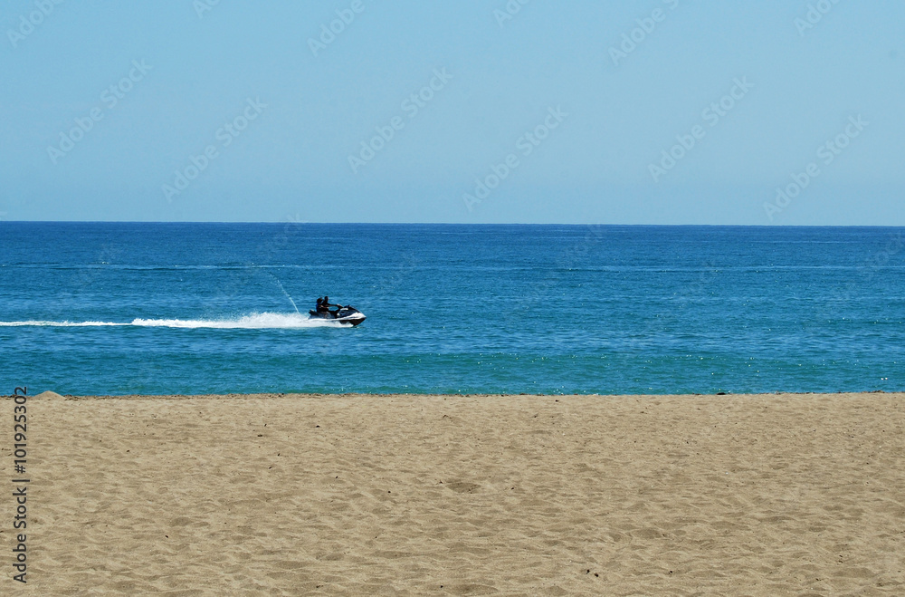 Fuengirola, playa, moto de agua, deportes acuáticos, Málaga, Andalucía, paisaje