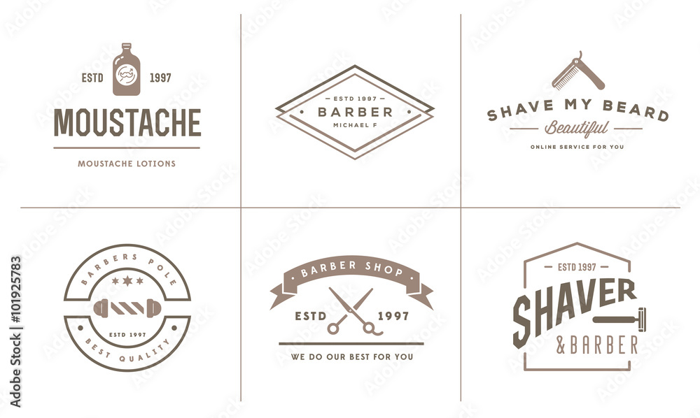 Set of Vector Barber Shop Elements and Shave Shop Icons Illustration can be used as Logo or Icon in premium quality Set of Vector Barber Shop Elements and Shave Shop Icons Illustration can be used as Logo or Icon in premium quality