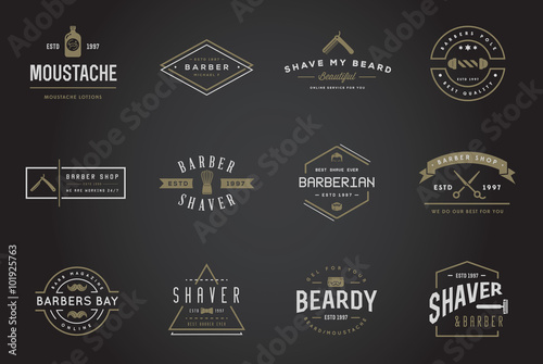 Set of Vector Barber Shop Elements and Shave Shop Icons Illustration can be used as Logo or Icon in premium quality