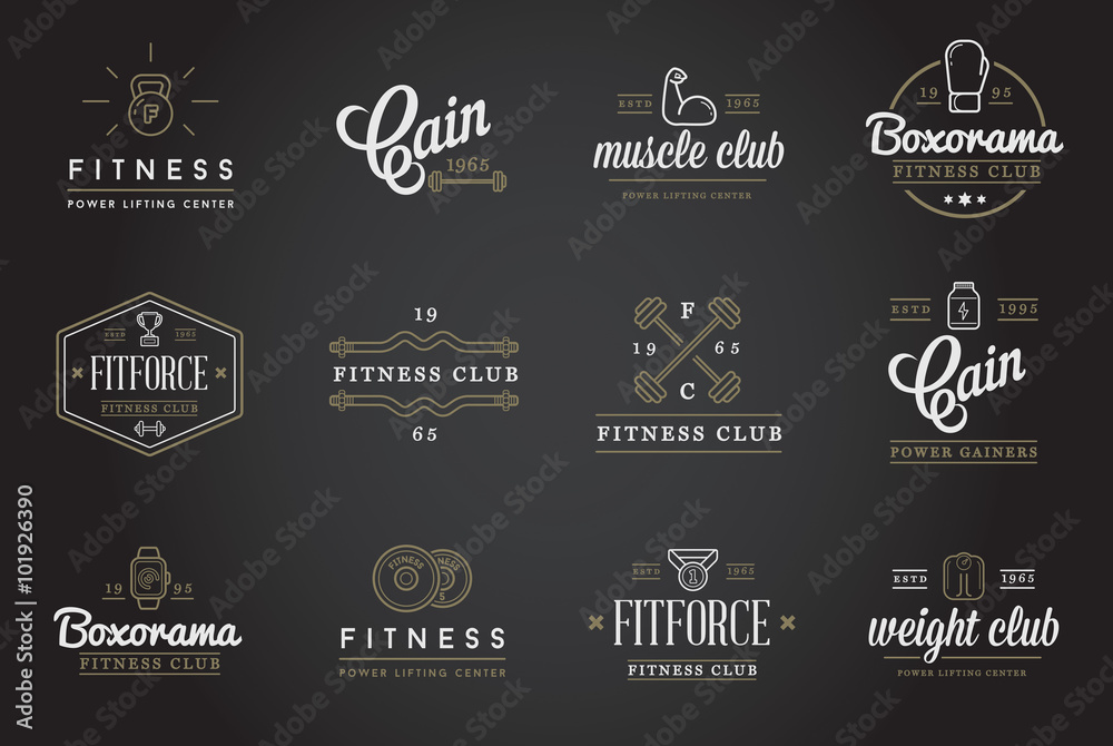 Set of Vector Fitness Aerobics Gym Elements and Fitness Icons Illustration can be used as Logo or Icon in premium quality Set of Vector Fitness Aerobics Gym Elements and Fitness Icons Illustration can be used as Logo or Icon in premium quality