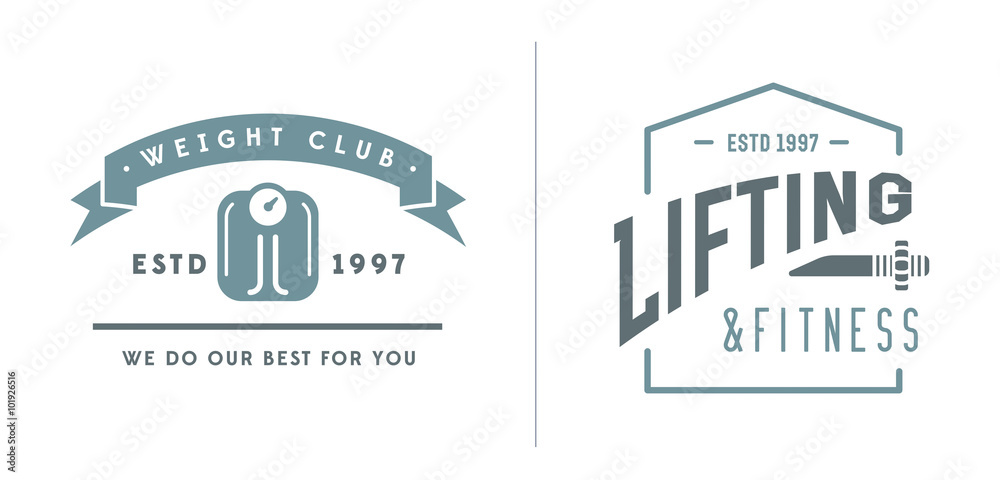 Fototapeta premium Set of Vector Fitness Aerobics Gym Elements and Fitness Icons Illustration can be used as Logo or Icon in premium quality