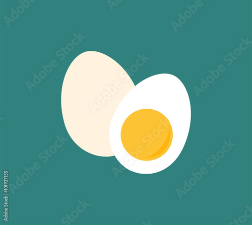 Whole egg and half of egg. Vector illustration.