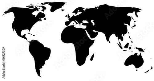 black simple world map