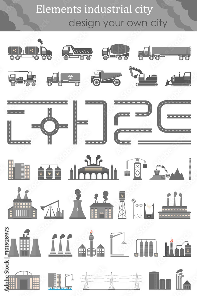 Vector set of maps for the industrial city