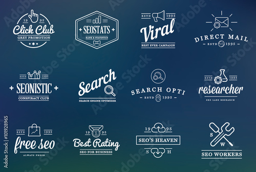 Set of Vector SEO Search Engine Optimisation Elements and Icons Illustration can be used as Logo or Icon in premium quality