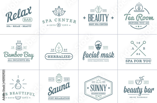 Set of Vector Spa Beauty Yoga Sport Elements Illustration can be used as Logo or Icon in premium quality