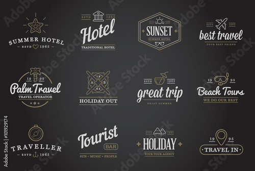 Set of Vector Travel Tourism and Holiday Elements Icons Illustration can be used as Logo or Icon in premium quality