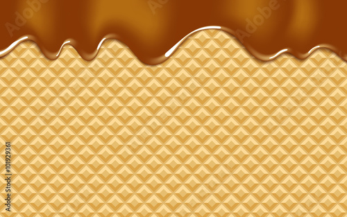 vector background with melting chocolate on wafer