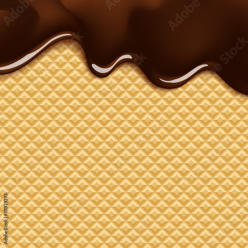 vector background with melting chocolate on wafer