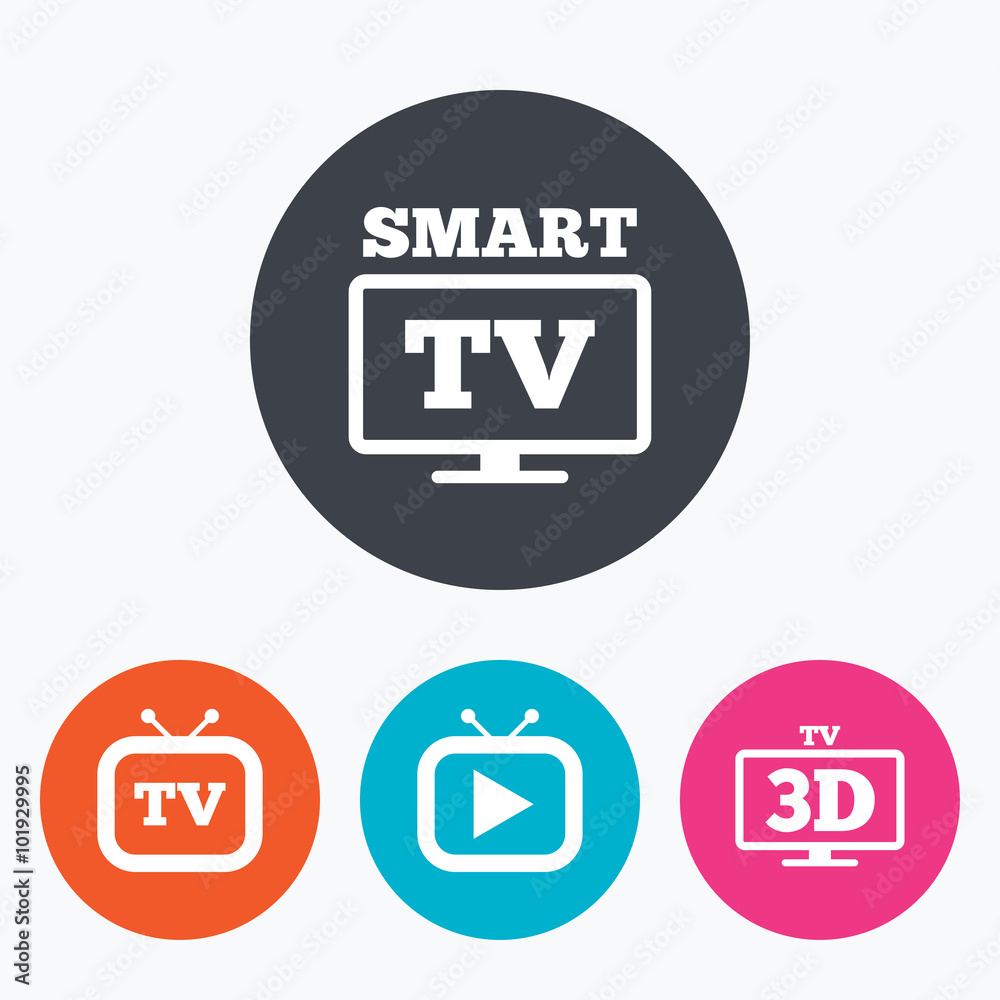 Smart 3D TV mode icon. Retro television symbol. Smart 3D TV mode icon. Retro television symbol.