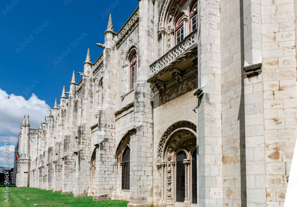 Panorama of Hieronymites Monastery in Belem, Lisbon, Portugal.