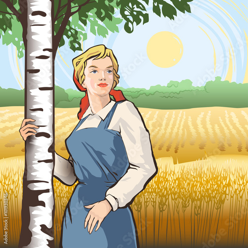 Girl birch wheat