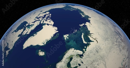 Eastern Arctic in December. High-angle circular tracking shot. Half of full-circle seamless loop. Reversible and can be rotated 180 degrees. 