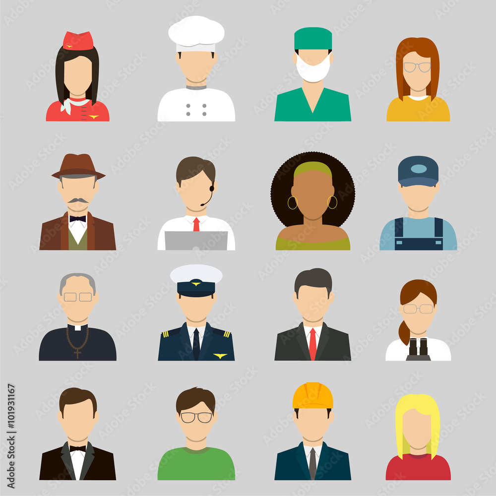 Professions Vector Flat Icons. Signs, symbols set Professions Vector Flat Icons. Signs, symbols set