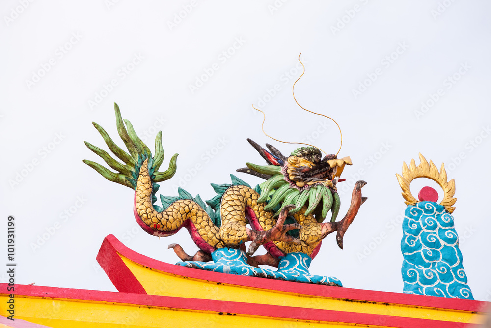 Fotografie chinese dragon stucco arts.