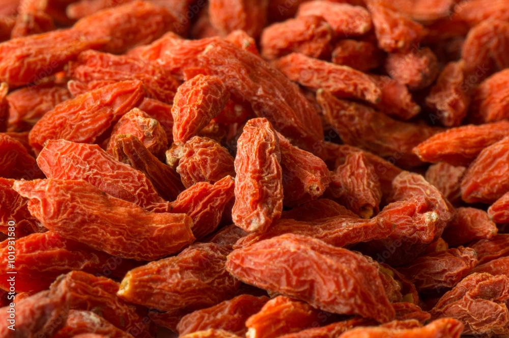 Macro shot of many red goji seeds Macro shot of many red goji seeds