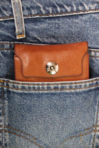Brown wallet in the pocket's open hearing.