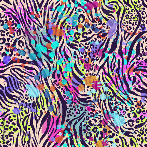 Canvas Print animal mix splatter ~ seamless background