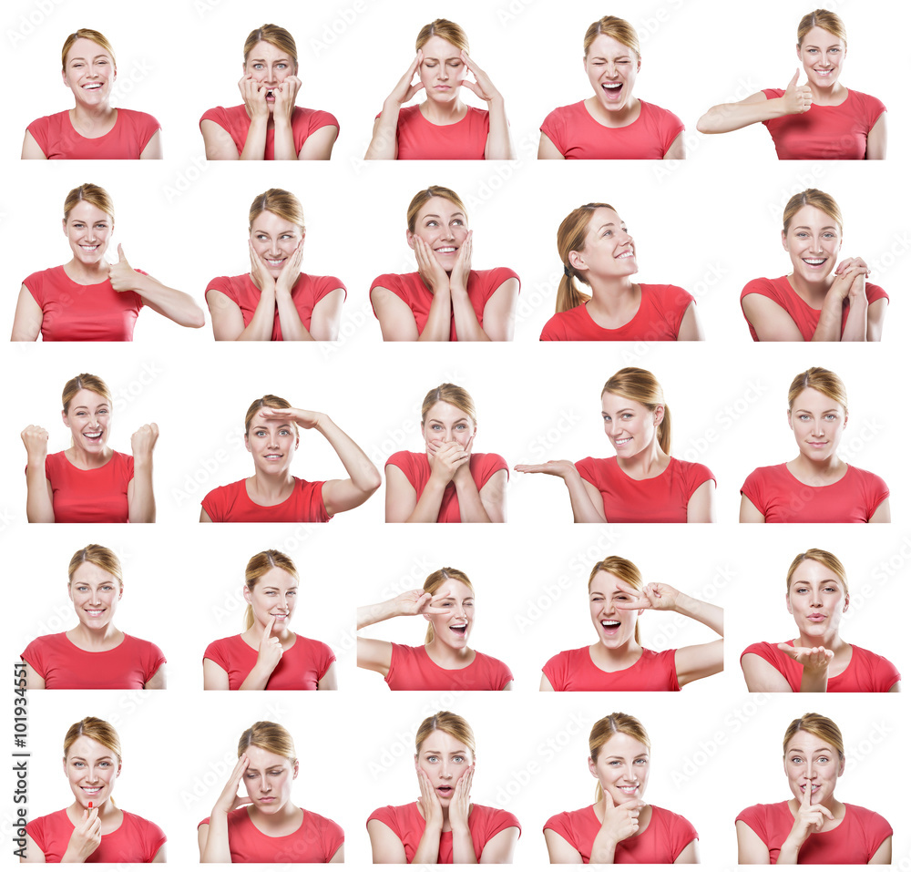 Attractive woman with different gestures and emotions. Attractive woman with different gestures and emotions.