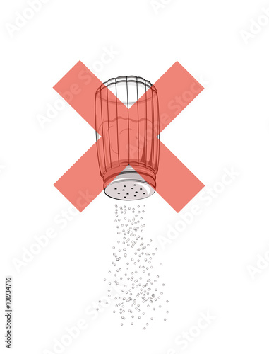 Vector drawing of a saltshaker with a red cross