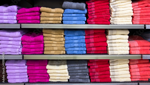 Stacks of multicolored towels