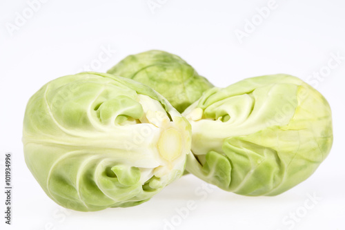 some vegetables of Brussels sprout isolated on white background