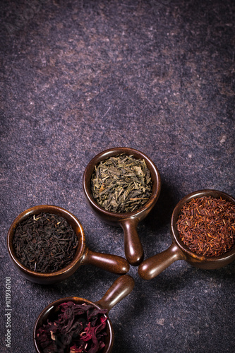 assortment of dry tea. healthy food concept