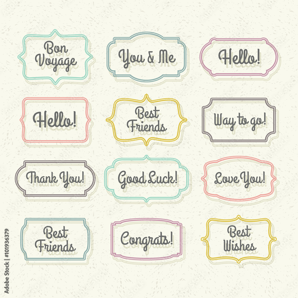 simple vintage frame shapes with greetings for cards, banners, scrapbooking
