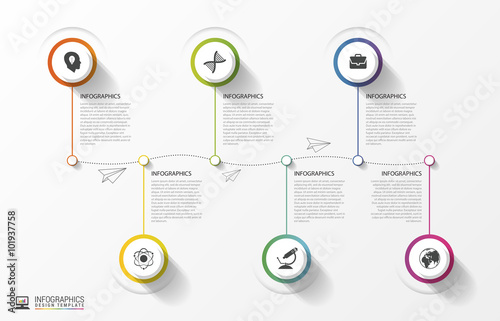 Modern Timeline Infographics. Colorful design template. Vector