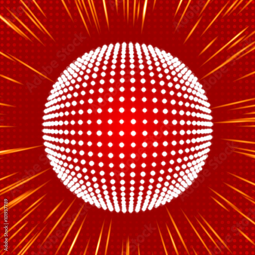 red abstract background and white sphere