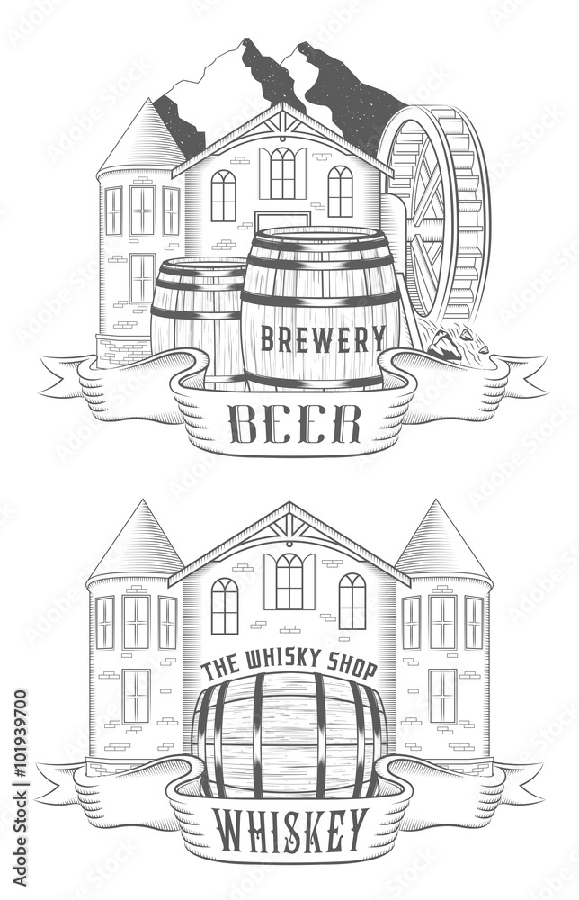 Vector Set Beer House and Whiskey Shop
