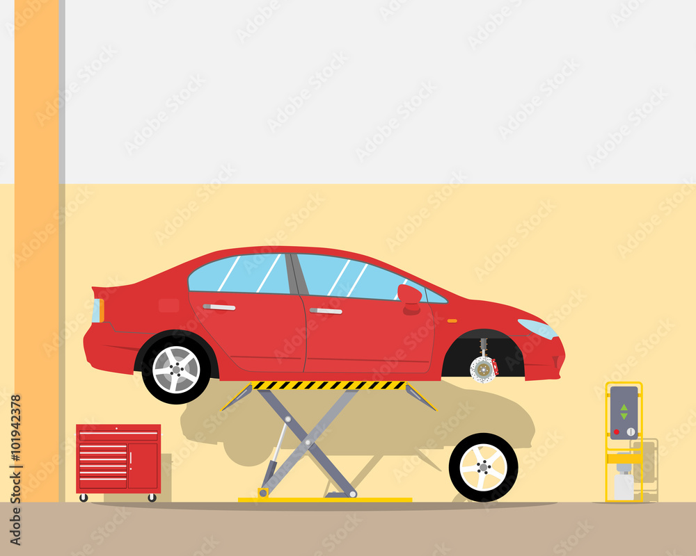 Φωτογραφία View of the interior of the inside of the garage for the replacement car tire