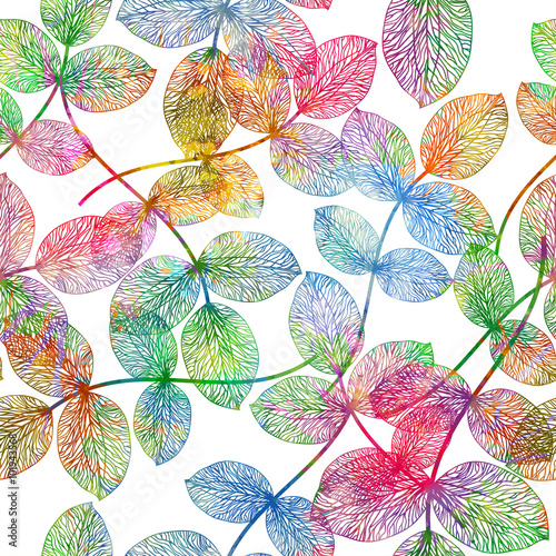 Seamless pattern with colored autumn leaves. Vector, EPS 10.