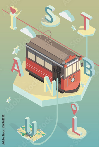 3d isometric vector illustration istanbul poster
