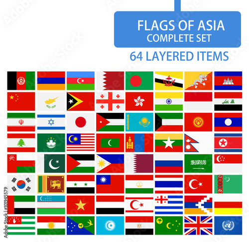 Flags of Asia Complete Set © pomogayev