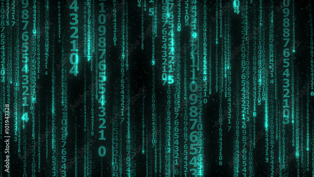 the many sparkling falling lines digits - seamless loop, background of blue moving digital lines